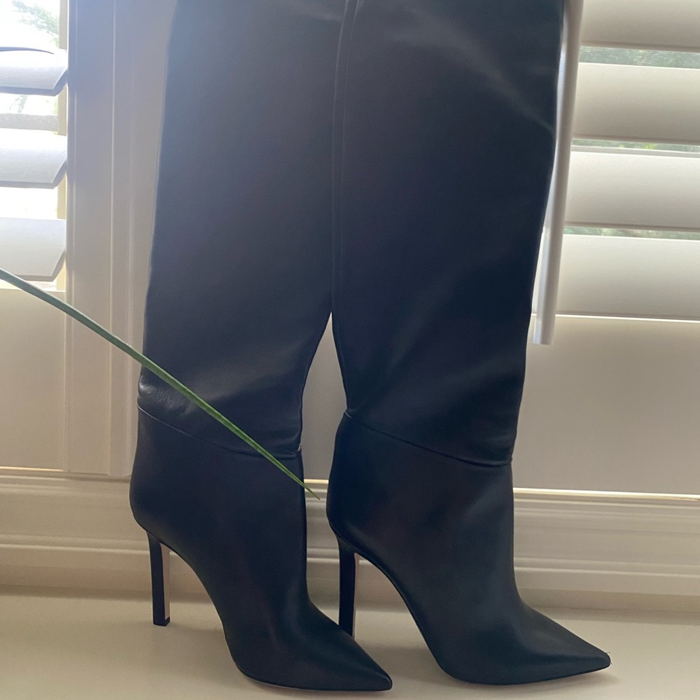 Tamara Mellon 105 Icon Nappa Leather Black Knee High Boots, size EU 38